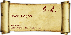 Opre Lajos névjegykártya